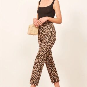 Reformation Brown and Black Leopard Print Ankle Pants